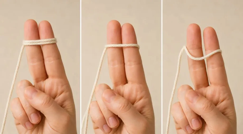 Häkeln lernen für absolute Anfänger: Faden richtig um die Finger führen für gleichmäßige Spannung