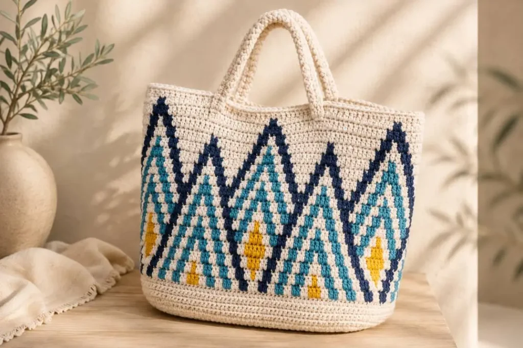 Gehäkelte Strandtasche aus Katia Washi