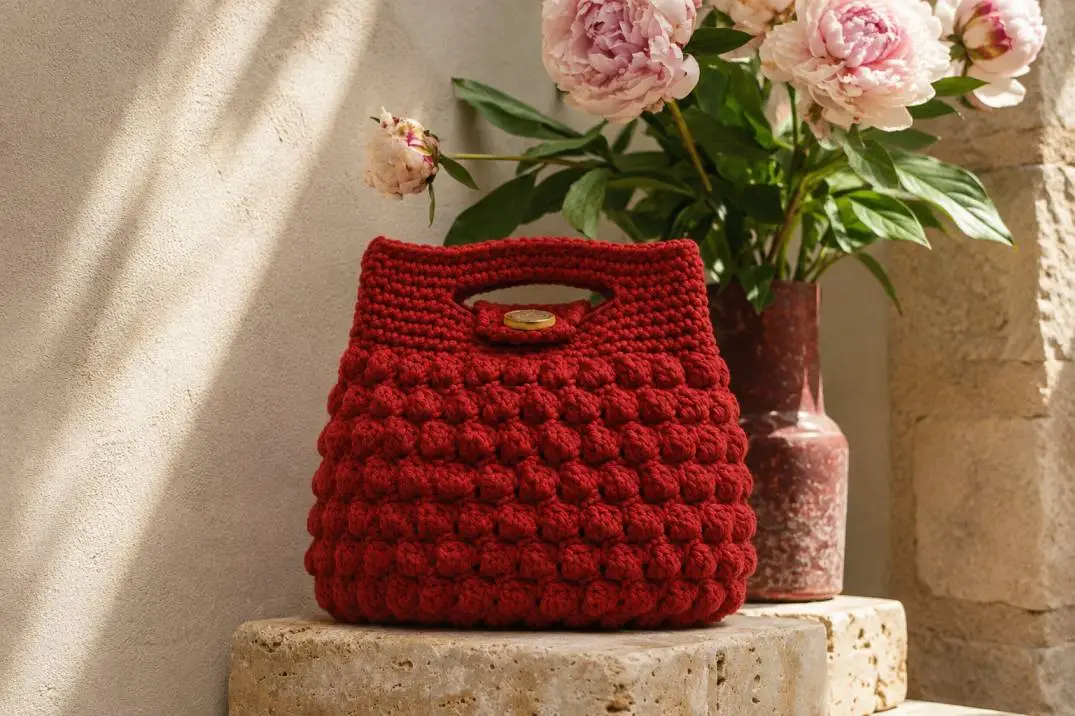 Häkelanleitung Bobbeltasche fertige Clutch mit Bobbelmuster