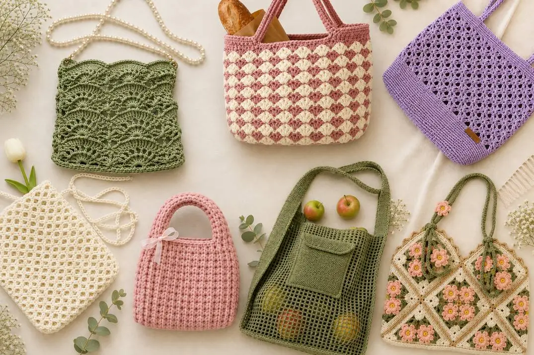 Gehäkelte Taschen mit modernen Mustern und kreativen Designs im Überblick