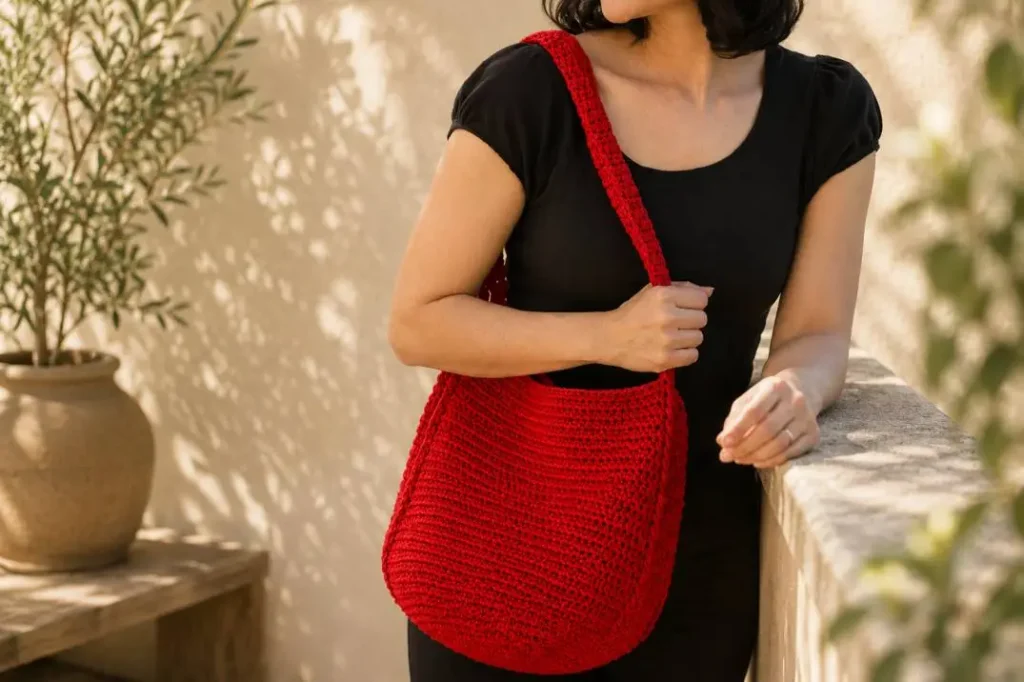 Hobo Bag häkeln und über der Schulter tragen