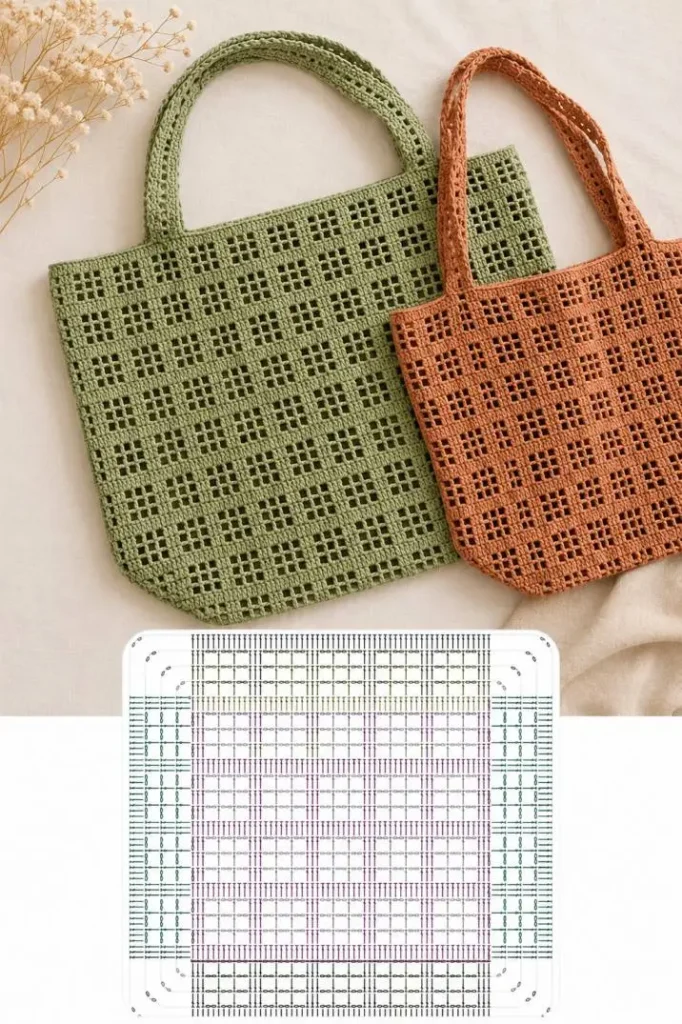 Beuteltasche häkeln – Häkelgrafik als Vorlage für ein Taschenmuster