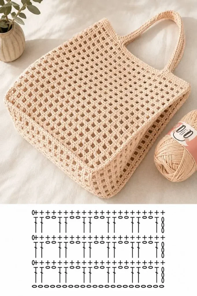 Häkelmuster für Taschen an einer farbenfrohen Häkeltasche mit individuellem Design