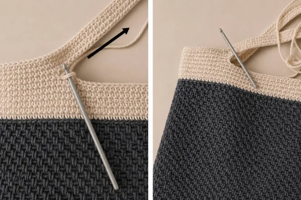 Spike Stitch Tasche häkeln – gehäkelte Träger fertigstellen