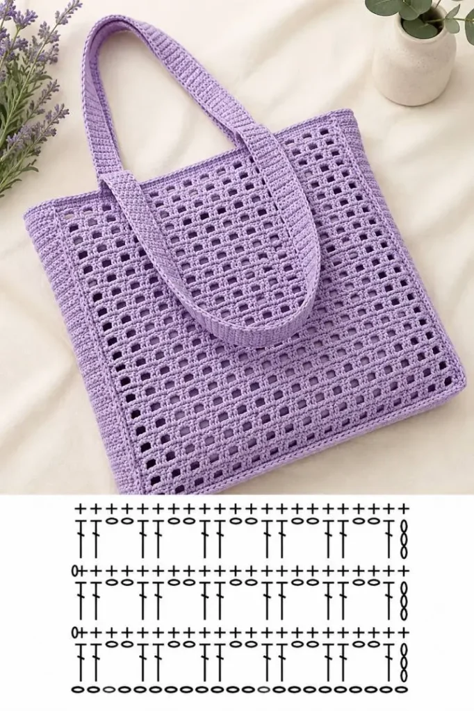 Häkelmuster für Taschen mit modernem geometrischem Design