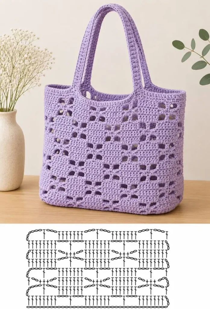 Häkelmuster für Taschen als Häkelgrafik zur Umsetzung eines Taschenmusters