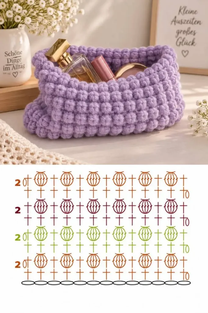 Häkeltaschen DIY mit dekorativer Muschelmasche und femininem Muster