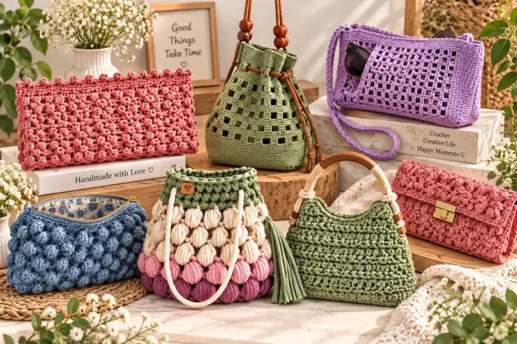 Häkeltaschen DIY – beeindruckende gehäkelte Taschen mit kreativen Mustern und verschiedenen Maschen
