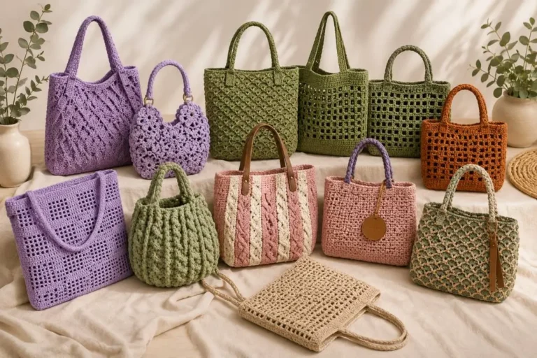Häkeltaschen verkaufen – moderne gehäkelte Tasche mit attraktivem Muster und hochwertigem Design