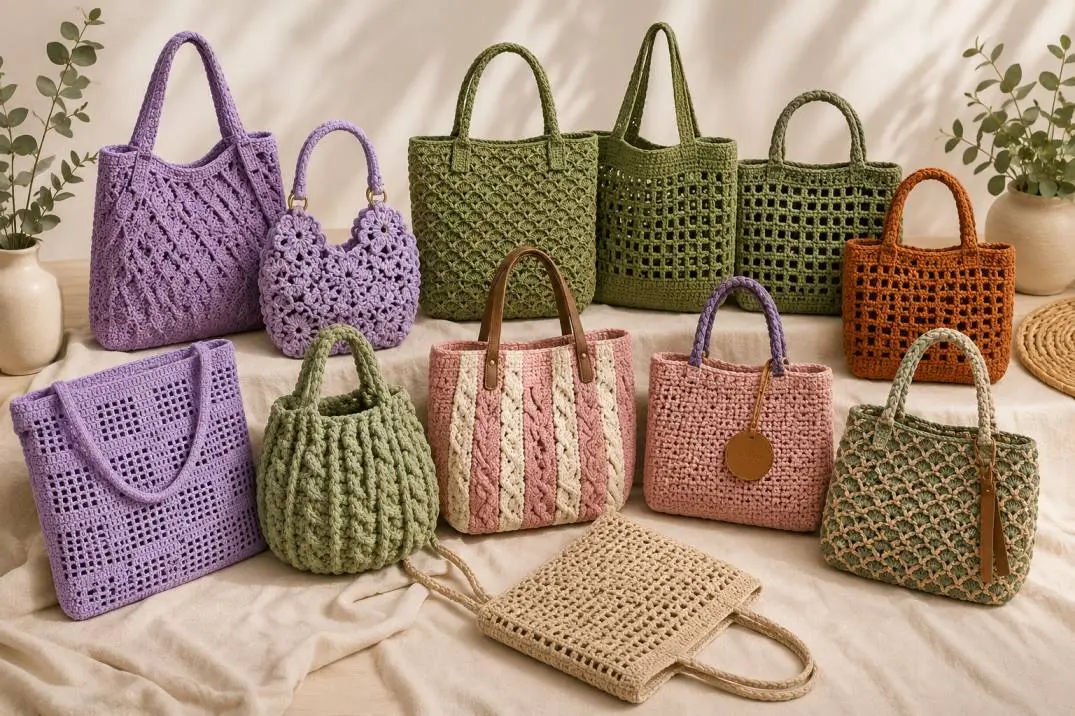 Häkeltaschen verkaufen – moderne gehäkelte Tasche mit attraktivem Muster und hochwertigem Design