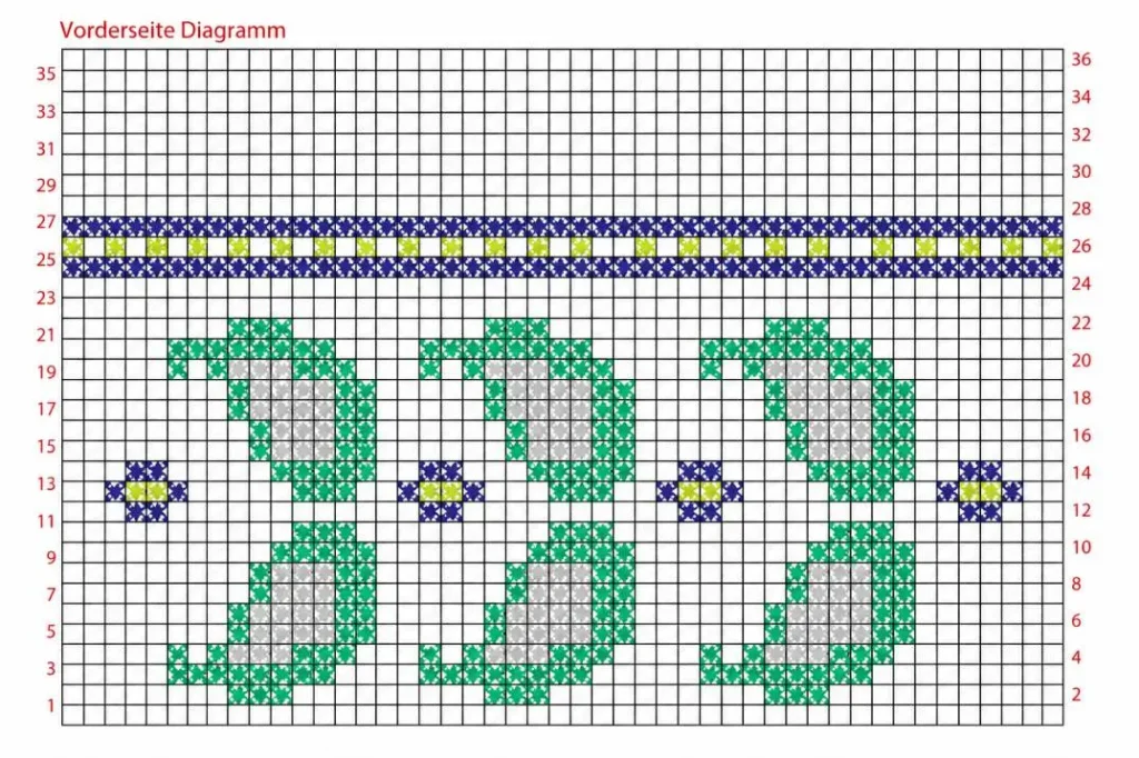 Paisley Häkeltasche häkeln – Stickdiagramm für das Vorderteil