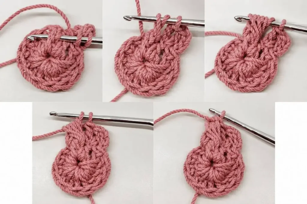 Handytasche mit Blumenmuster häkeln – Puffstich und Krebsmasche im Detail