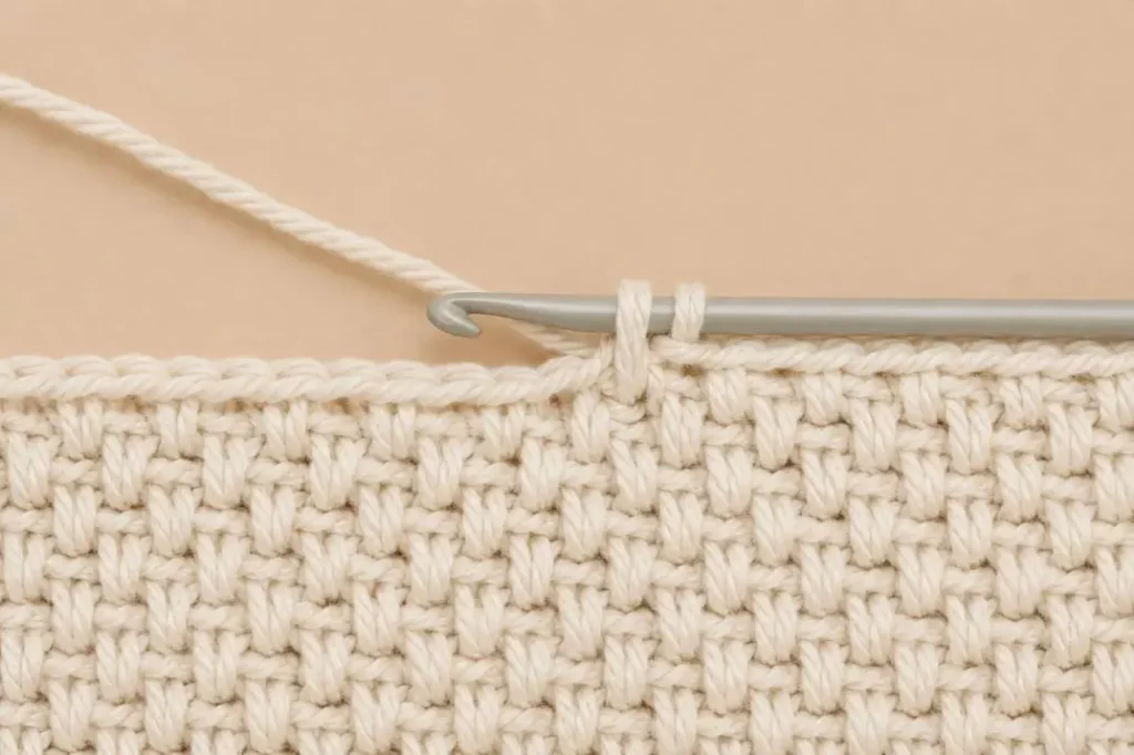 Spike Stitch Tasche häkeln – zweiten Faden für feste Struktur